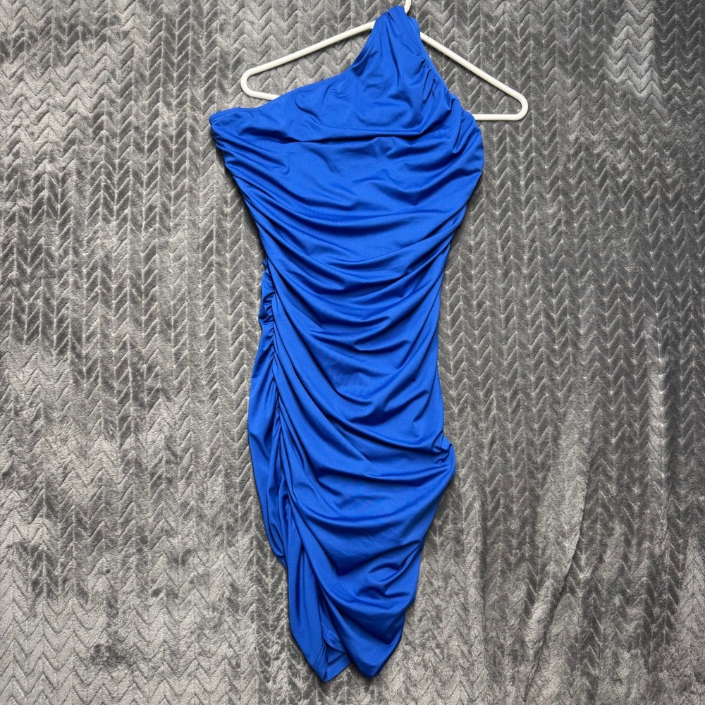 PRETTYGARDEN One Shoulder Bodycon Dress S Royal Blue New Ruched Cocktail‎ (2123)